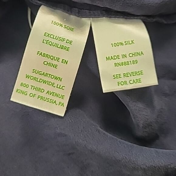 Lilly Pulitzer Silk Cami Top M Navy Gold Adjustable Straps Sleeveless - Picture 10 of 10